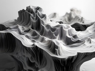 Poster - Striking monochrome mountain range showcasing intricate layered textures