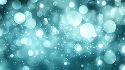 Poster - Abstract teal bokeh lights background image.