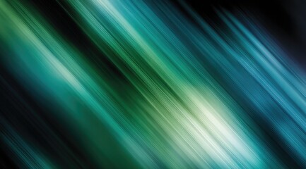 Wall Mural - Abstract diagonal streaks of teal, green, and white light fading into black