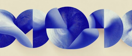 Aufkleber - Abstract Blue Waveform Sculpture with Smooth Textures and Dynamic Curves for Modern Digital Design and Creative Visual Art Trends