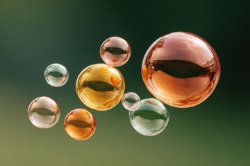 Aufkleber - Translucent Soap Bubbles Floating in Depth with Soft Blurred Background - Conceptual Economic Bubble Visualization for Modern Business Insight and Market Fragility