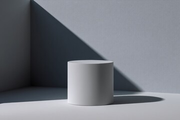 Leinwandbilder - Minimalist Product Showcase Sleek Cool Gray Cylindrical Podium in Ultra-Modern Navy Setting - Premium Design Visualization for Digital Marketing and Brand Innovation