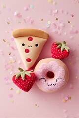 Poster - Kawaii Culinary Cuteness Playful Food Toys in Whimsical Pastel Wonderland - Soft Aesthetic Gen Z Content Creation and Nostalgic Brand Storytelling