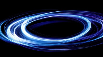 Poster - Abstract swirling circles of light in blue hues.