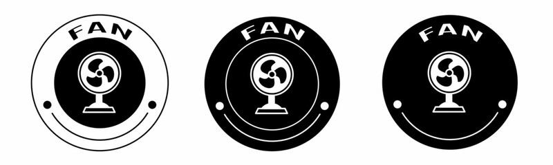 Poster - Black and white illustration of fan icon in flat. Stock vector.