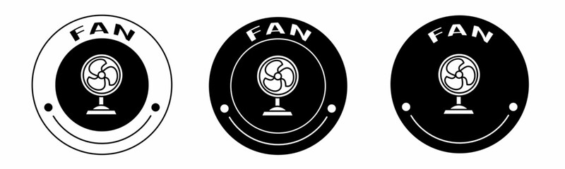 Poster - Black and white illustration of fan icon in flat. Stock vector.