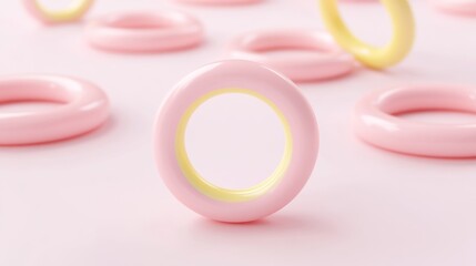 Poster - Pink and yellow rings abstract design.