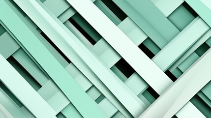 Poster - Abstract design with overlapping teal and white stripes.