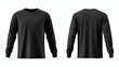 © jendralbiribiri - Plain black long sleeve casual t-shirt 3D mockup with a rubbed hand, showcasing front and back views for apparel design on white background.