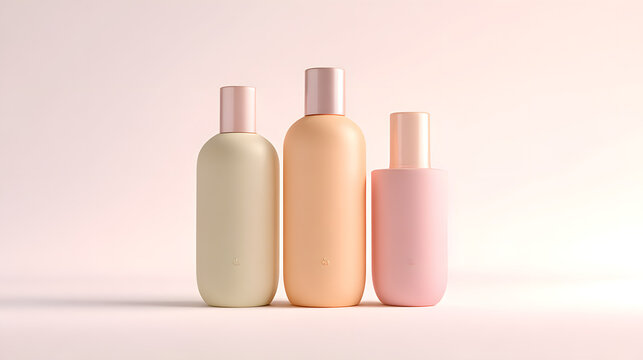 Elegant Pastel-Colored Cosmetic Bottles Product Packaging Design