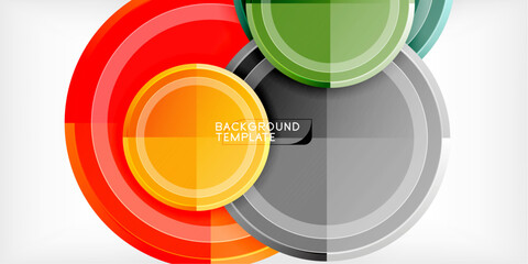 Poster - Abstract design features overlapping circles. Vibrant colors blend, creating dynamic visual effect. Modern template suitable for backgrounds.