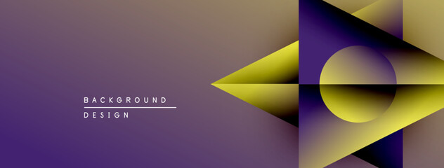 Poster - Abstract geometric design. Purple, gold gradients create dynamic visual effect. Modern background suitable for presentations, branding.