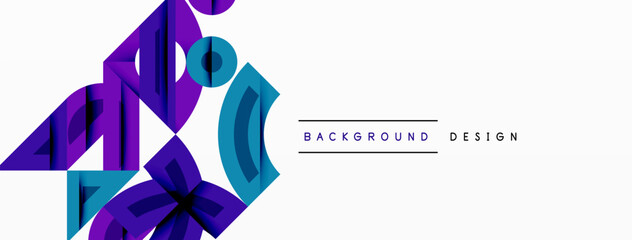 Poster - Abstract geometric shapes, vibrant blues, purples. Modern design element, clean white background. Minimalist composition, dynamic visual impact.