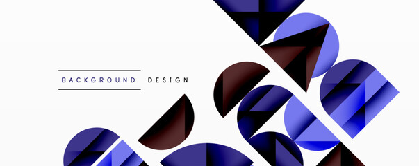 Aufkleber - Abstract geometric shapes overlap, creating dynamic visual effect. Blue, purple hues dominate white background. Modern design elements present.