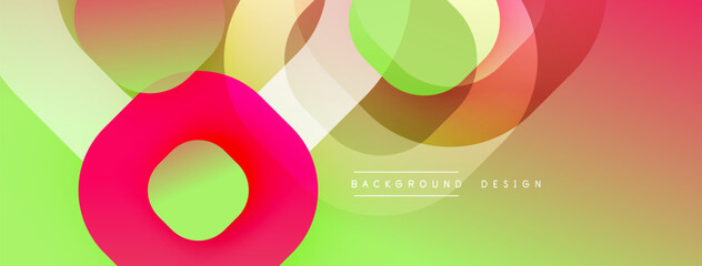 Poster - Abstract vibrant design features overlapping circles. Colors blend, creating dynamic visual effect. Modern, smooth gradients dominate composition.
