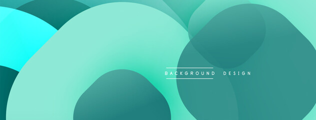 Poster - Abstract background features overlapping circles. Teal, turquoise hues create modern visual effect. Simple design, clean aesthetic.