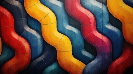abstract geometric background of colorful maze, trendy horizontal wallpaper of tangled tubes 
