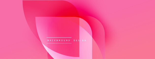 Poster - Abstract pink background. Overlapping shapes create fluid, modern design. Text reads background design. Simple, vibrant composition.