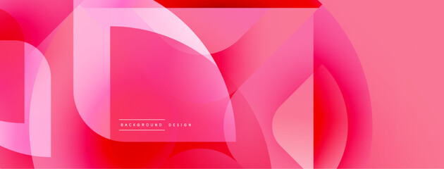 Aufkleber - Abstract pink design features overlapping translucent shapes. Gradient colors create dynamic visual effect. Minimalist style, modern aesthetic.