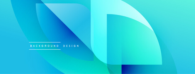 Poster - Abstract blue design. Overlapping shapes create dynamic visual effect. Gradient colors suggest depth, modern aesthetic. Minimal text present.