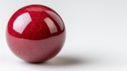 Poster - Studio Shot of a Crisp Red Sphere - A single, perfectly round, crimson sphere rests on a pristine white background. Symbolizing perfection, simplicity, unity, potential, and completeness