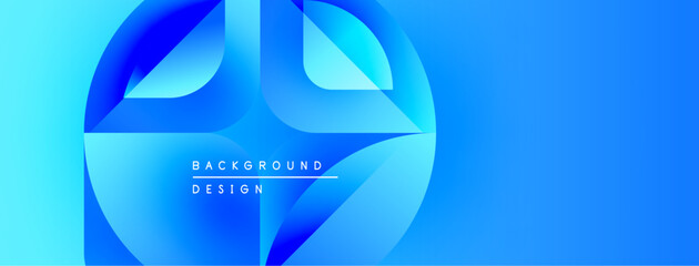 Aufkleber - Abstract blue design. Overlapping shapes create dynamic visual effect. Gradient colors suggest depth, movement. Modern aesthetic.