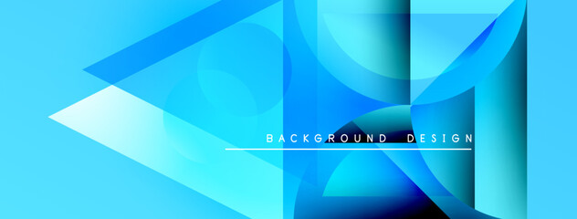 Poster - Abstract blue shapes overlap, creating dynamic visual effect. Modern design elements suggest technology, innovation, future concepts.