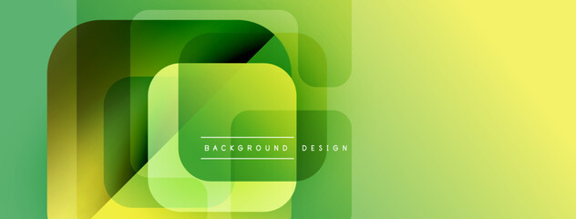 Poster - Abstract geometric shapes overlap, creating vibrant green, yellow gradients. Modern design element for backgrounds, presentations.