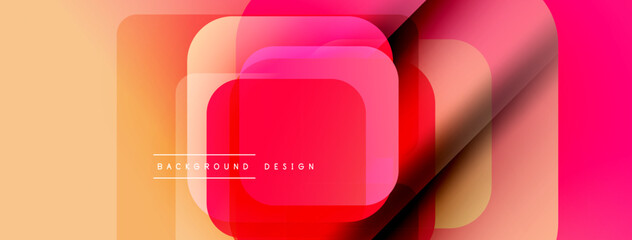 Leinwandbilder - Abstract geometric shapes overlap. Warm colors dominate, creating modern design. Gradient shades offer visual depth. Minimalist style.