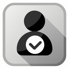 Fototapete - User profile sign web icon with check mark glyph. User authorized illustration design item. Straight style design icon. 