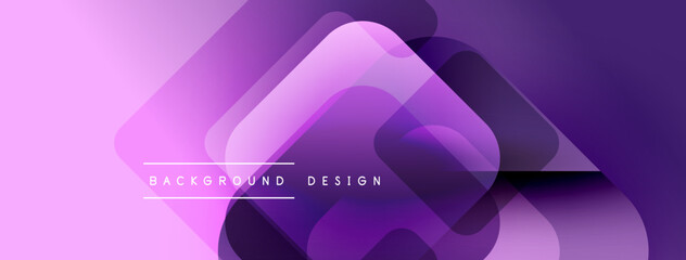 Aufkleber - Abstract purple background. Overlapping squares create dynamic visual effect. Gradient shades offer modern aesthetic. Simple design.