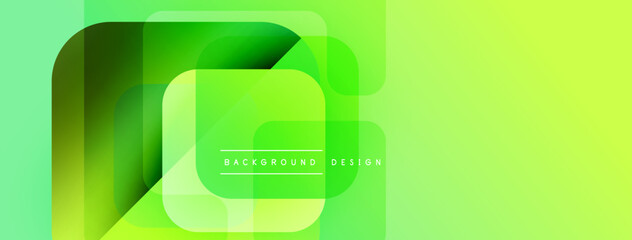 Aufkleber - Abstract geometric shapes overlap, creating vibrant green gradients. Modern design element for backgrounds, banners, presentations.