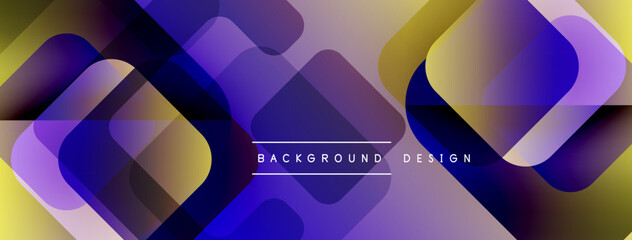 Aufkleber - Abstract geometric pattern. Overlapping squares create vibrant color gradients, purple, yellow, blue tones dominate design. Modern aesthetic.