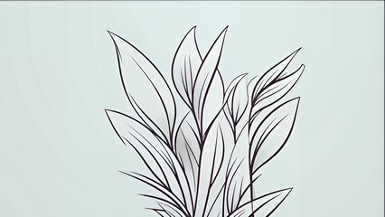 Poster - Elegant botanical illustration featuring stylized foliage in a minimalist, graphic line art style.