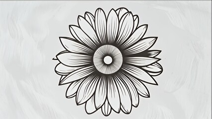 Poster - A delicate black and white floral illustration showcases a stylized daisy with graceful petals.