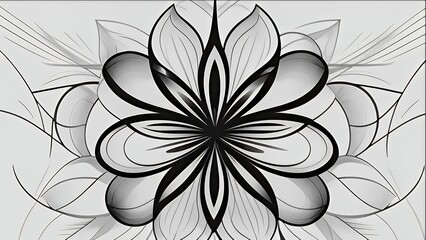 Poster - Intricate monochrome flower design featuring swirling petals creates a sense of calm elegance.