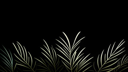 Poster - Elegant depiction features stylized fronds subtly highlighted against a solid black background.