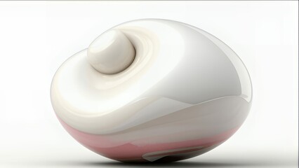 Poster - Abstract glossy sphere with swirling design showcases smooth curves and delicate color transition.