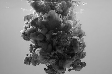 Poster - Ink cloud in water monochrome beauty