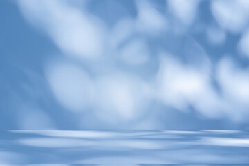 Aufkleber - Wall interior background, studio and backdrops show products. with soft light shadow from window color blue and white. background for text insertion and presentation of product	