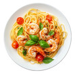 © Tohamina - Delicious shrimp spaghetti with cherry tomatoes and basil a tasty pasta dish