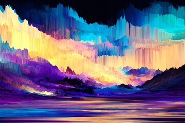Poster - Abstract Landscape with Striking Color Palette