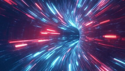 Poster - Video of Speed of light. Abstract tunnel speed light Starburst background dynamic technology concept, blue green.