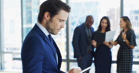 Aufkleber - office, businessman and lawyer with phone for message, corporate career and legal aid to contact. wo