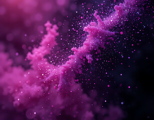 Poster - Colorful Cosmic Dust Swirls in a Vibrant Night Sky of Purple and Pink Hues, Creating an Ethereal and Mesmerizing Atmosphere