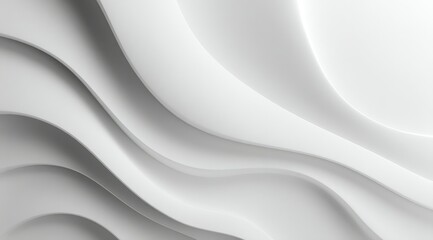Poster - Abstract image of flowing, undulating white curves creating a sense of depth and three-dimensionality