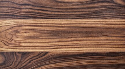 Poster - Close-up view of rich, dark brown wood grain, showcasing smooth, horizontal planks with varying textures and swirling patterns