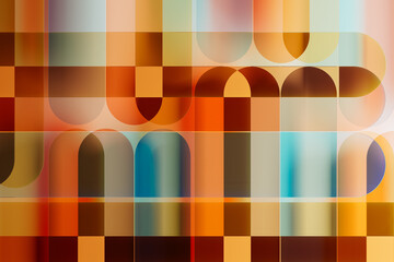 Colorful abstract 3D background with transparent shapes and layers