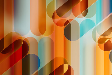 Colorful abstract 3D background with transparent shapes and layers