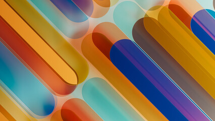 Colorful abstract 3D background with transparent shapes and layers